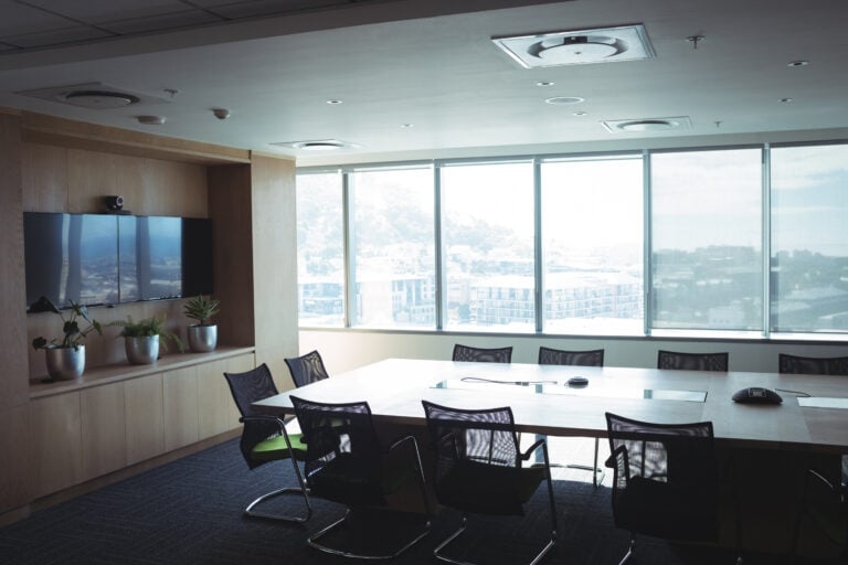 Interior of empty board room at office