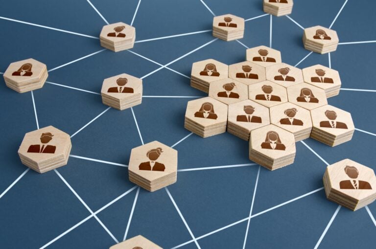 Wooden Hexagons Forming Connected Network of People